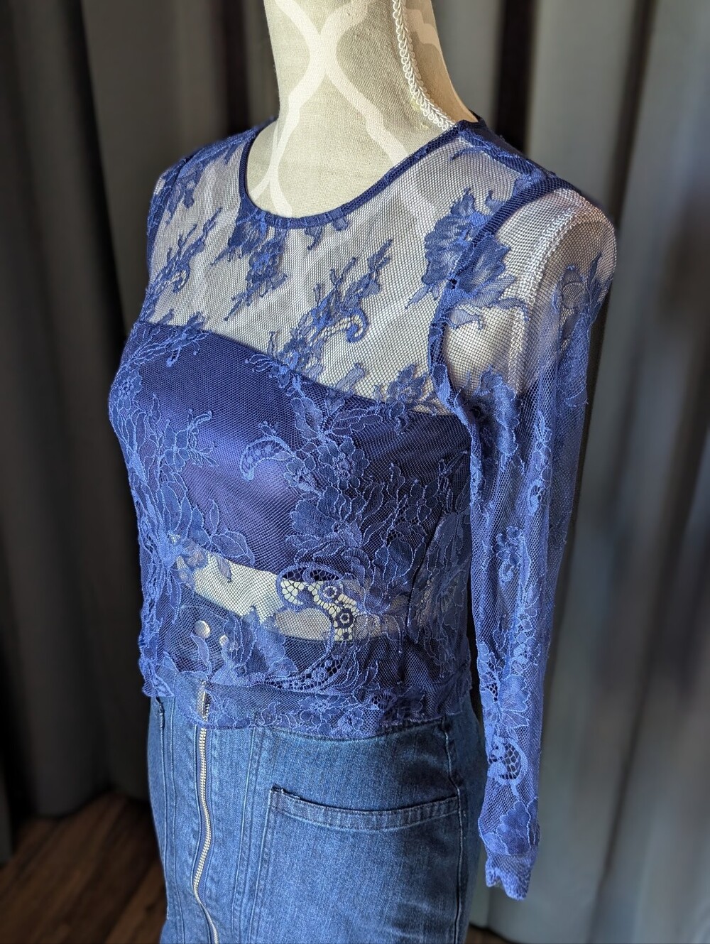 Lovers+Friend - Night Bloom Top in Bright Navy, size XXS